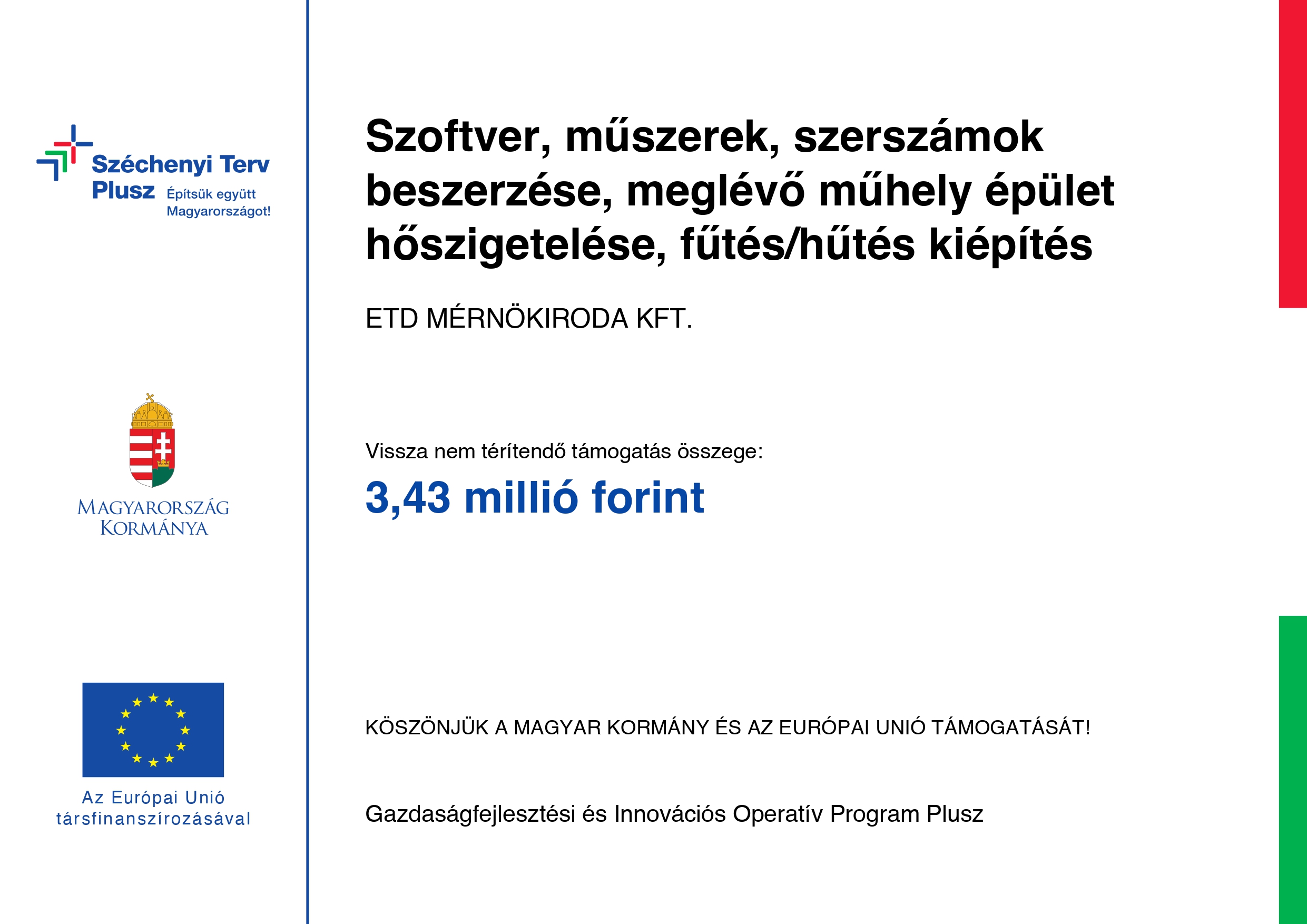 Széchenyi Terv Plusz - ETD Mérnökiroda